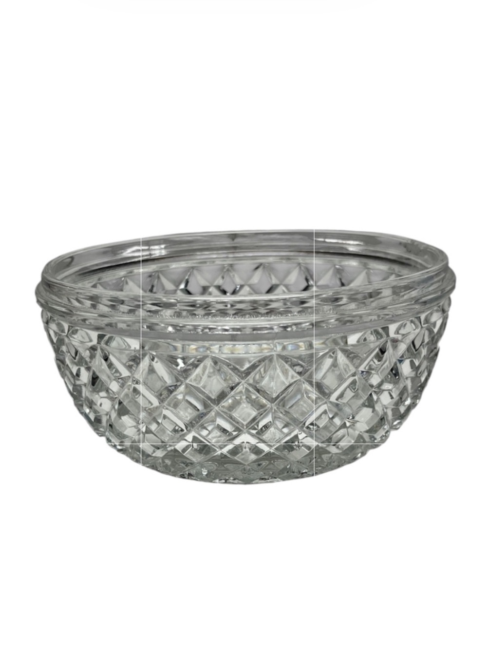 Vintage Cut Glass Crystal Serving Bowl Diamond Pattern Heavy Pressed Glass